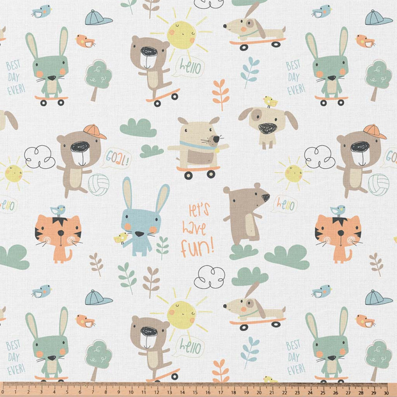 Printed Cotton BESTDAY White / Green